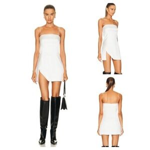 NWT ATOIR Noor Dress Women Small US 4 Surf Spray Silver Satin Mini Slit